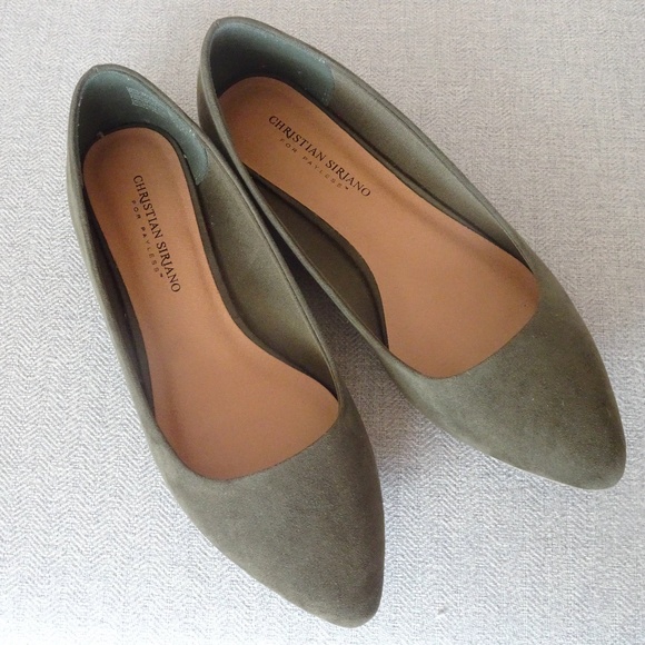 Christian Siriano for Payless Gigi Olive Green Flats Women's 8.5 Vegan Material - Picture 2 of 9